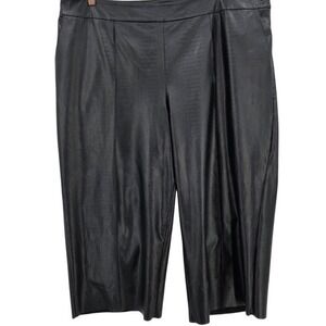 J Jason Wu Womens Plus Size 22W Faux Leather Croc Embossed Black Cropped Pants